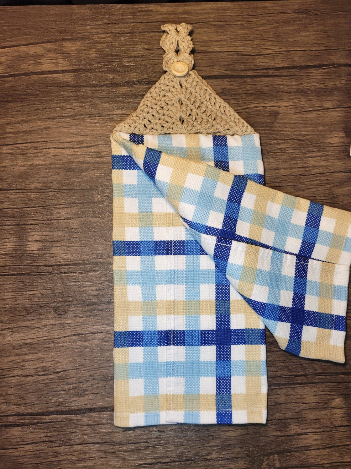 Towel - Blue/Tan Checkered "Home"